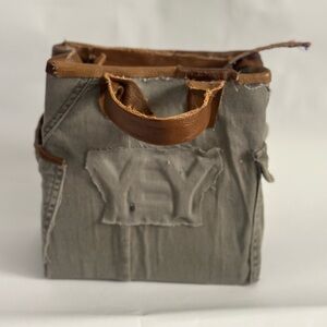 Canvas Tote with Brown Leather Trim